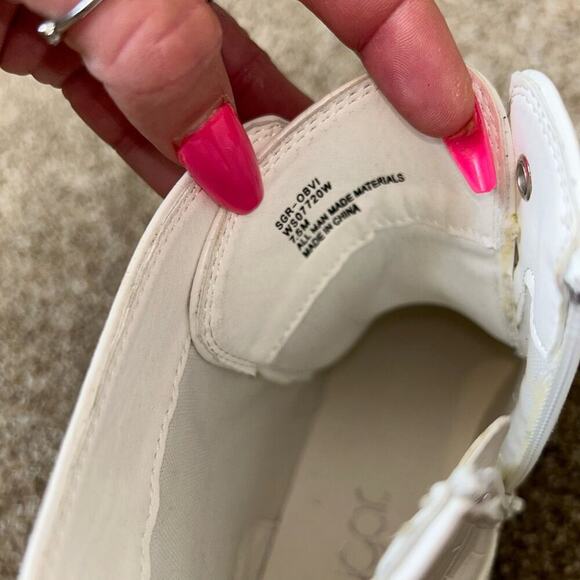 Sugar Obvi Combat Boots White/Cream Croco Size 7.5 chain top detailing side zip - Picture 8 of 9